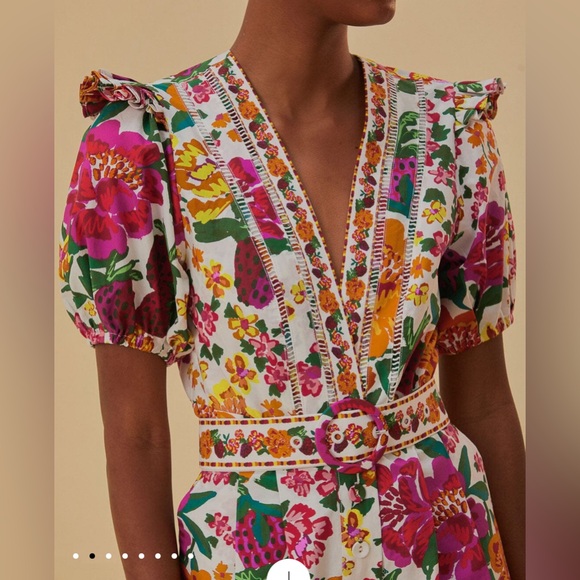 Farm Rio Off-White Flowerful Sketch Romper - Picture 2 of 11